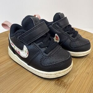 Nike Girls Court Borough Low Floral Casual Sneakers Size 4C BQ7033-001